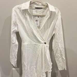 Mango, White Long Sleeve Summer Dress, Size XS